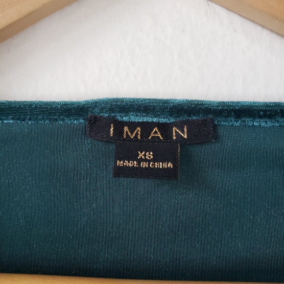 90s Velvet Tank XS V-Neck Teal Green Iman - Picture 3 of 3